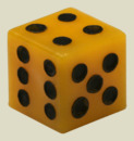 Игральная кость 10 мм (пластик, жёлтая, прямая, 1 шт)