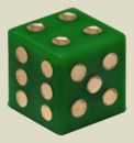 Игральная кость 10 мм (пластик, зелёная, прямая, 1 шт)