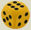 Игральная кость 10 мм (пластик, жёлтая, скруглённая, 1 шт)