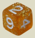 Игральная кость 10 мм (пластик, глиттер, золотая, 1 шт)