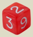Игральная кость 10 мм Мраморная (пластик, красная, 1 шт)