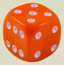 Игральная кость 10 мм Симпл (пластик, оранжевая, скруглённая, 1 шт)