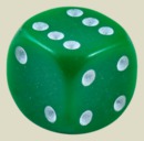 Игральная кость 10 мм Симпл (пластик, зелёная, скруглённая, 1 шт)