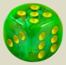 Игральная кость 12 мм Мираж (пластик, лайм, 1 шт)